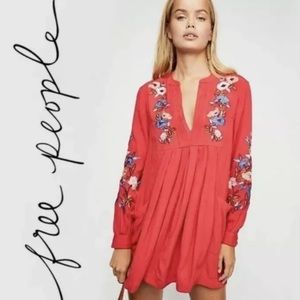 Free People Mia Mini Boho Embroidered Dress Size M